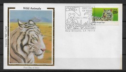 US 1992 Colorano Silk Cachet FDC, Wild Animals, TIGERS,VF-XF (RN-50) - 1991-2000