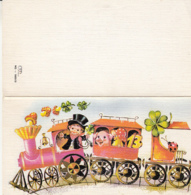 80726- TRAIN, CHIMNEY SWEEPER, PIG, LADY BUG, 13, CLOVER, MUSHROOMS, 2 PARTS FOLDED - Champignons