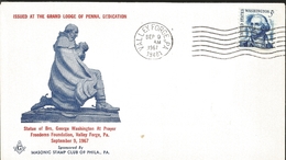 J) 1967 UNITED STATES ISSUE AT THE GRAND LODGE OF PENNA DEDICATION STATUTE OF BROTHER GEORGE WASHINGTON AT PAYER FREEDOM - Autres & Non Classés