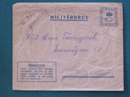 Sweden 1941 Military Army Cover Sent From Germany - Military