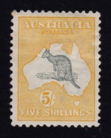 Australia 1913 Kangaroo 5/- Grey & Chrome 1st Watermark MH - Listed Variety - Nuevos