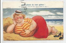 Grosse Dame Sur La Plage:" Quel Plaisir De Tout Quitter" Signée Taylor - Taylor