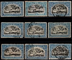 S046.-. BELGIUM CONGO. 1910-1915 - SC#: 49 - VARIETIES, SHADES, MH, USED - INKISSI FALLS - Ungebraucht