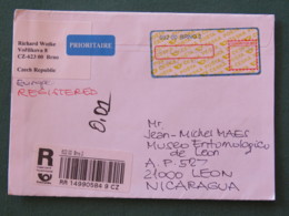 Czech Republic 2016 Registered Cover To Nicaragua - Machine Franking Label - Lettres & Documents