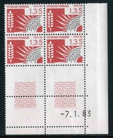 Bloc De 4 Timbres** De 1983 Gommés "1,35 - TIMBRES PREOBLITERES - Eté" Avec Date 7. 1 .83 - Voorafgestempeld