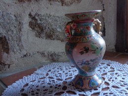 Vase Asiatique -hauteur 14cm-decor Oiseau Et Fleurs - Art Asiatique