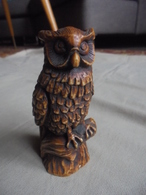 Vintage - Statuette De Chouette Hibou En Résine - Animaux