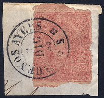 ARGENTINA: GJ.25Ba, 4th Printing, Lilac Rose, MULATTO Variety, On Fragment Used In Buenos Aires On 2/DE/1865, VF! - Usados