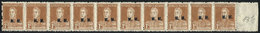 ARGENTINA: GJ.481, Horizontal Strip Of 10 Stamps With Variety: DIATONAL OVERPRINT, MNH, Excellent Quality! - Dienstmarken