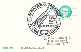 1985 USA  Space Shuttle  Discovery STS-51G  Commemorative Postal Card - America Del Nord