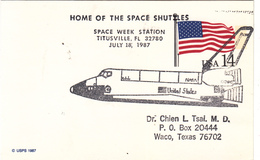 1987 USA Home Of The Space Shuttle  Commemorative Card - America Del Nord