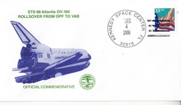2000 USA  Space Shuttle Atlantis STS-98 Commemorative Cover - America Del Nord