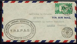 Océanie - Nelle Calédonie - 1947- Première Liaison Aérienne Française Nouméa-Papeete T.R.A.P.A.S. Enveloppe Pour Papeete - Lettres & Documents