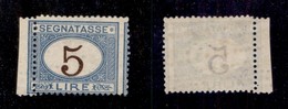 REGNO - 1874 - 5 Lire (13 - Varietà Eb) Bordo Foglio - Dentellatura Verticale Spostata (2mm.) Con Stampa A Margine - Gom - Otros & Sin Clasificación