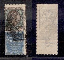 REGNO - 1924 - 1 Lira Columbia (19 - Varietà C/da) Usato - Dentellatura Spostata (nei Due Sensi) E Nelle Scritte Margina - Autres & Non Classés