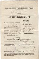 VP15.477 - MILITARIA - BOULOGNE 1917 - Gouvernement Militaire De Paris - Le Commissaire De Police - Sauf - Conduit - Police & Gendarmerie