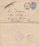 LETTRE 1880. SOUTHAMPTON 723.  POUR CHATEAU-GIRON. N° 57, 2 1/2p, JI, PLANCHE 18. BROWN IMPORTER OF FRENCH BUTTER - Covers & Documents