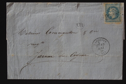 France Lettre Yv 29 GC 2233 Marquion A Jarnac Sur Cognac, Cachet OR Origine Rural - 1863-1870 Napoléon III Con Laureles