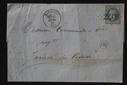 France Lettre Yv 29 GC 2233 Marquion A Jarnac Sur Cognac, Cachet OR Origine Rural - 1863-1870 Napoléon III Con Laureles