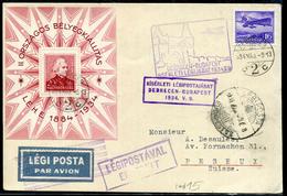 HONGRIE - PA N° 27 + BF N° 1 / CP DE DU 9/5/1934 , 1er VOL DEBRECEN - BUDAPEST - SUP & RARE - Lettres & Documents