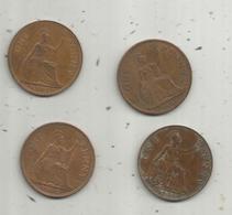 Monnaie , Grande Bretagne , One ,1 Penny , 1936 , 1963,1966 (2),  2 Scans, LOT DE 4 MONNAIES - Other & Unclassified