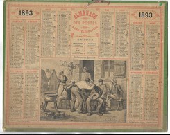 CALENDRIER De 1893 - Format 26.5 X 21 Cm - 3 Feuillets Au Verso De La Gironde - Grand Format : ...-1900