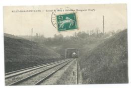CPA RILLY SUR MONTAGNE, PASSAGE DU TRAIN, LOCOMOTIVE SOUS LE TUNNEL DE RILLY A GERMAINE, MARNE 51 - Rilly-la-Montagne
