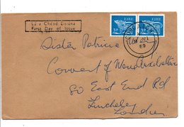 IRLANDE EIRE AFFRANCHISSEMENT COMPOSE SUR LETTRE FDC POUR L'ANGLETERRE 1969 - Brieven En Documenten