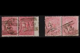 1855-57 Wmk Large Garter 4d Rose-carmine And 4d Rose, SG 66 & SG 66a, HORIZONTAL PAIRS, Both With Fine DUNDEE Duplex Pos - Other & Unclassified