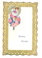 Lettre De Voeux Avec Découpis ( Fillette, Coeur, Fleurs )  LEMBEEK / LEMBECQ 1954  (b257) - Kinder