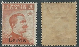 1921-22 EGEO LERO EFFIGIE 20 CENT MNH ** - E154 - Aegean (Lero)
