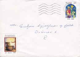 Iceland REYKJAVIK 1989 Cover Brief Christmas Weihnachten Jul Noel Natale Navidad Stamp & Seal !! - Lettres & Documents