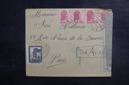 ESPAGNE - Enveloppe De Barcelone Pour Paris En 1938 Avec Contrôle Postal , Affranchissement Plaisant - L 39530 - Republikeinse Censuur