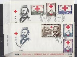 Belgique:   1096/1101 Sur 2 FDC ( Centenaire De La Bataille De Solferino - Henri Dunant) - 1951-1960