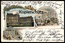 ALTE LITHO POSTKARTE RESTAURANT ALBERTHOF PLAUEN IM VOGTLAND BESITZER ALBIN GROSCHUPP Billard Billiard Ansichtskarte AK - Plauen