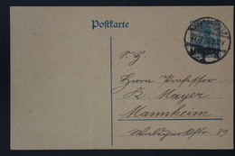 SAARGEBIET POSTKARTE Mi  P7  22-10-1920 -> Mannheim - Interi Postali