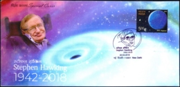 SPACE- STEPHEN HAWKING-1942-2018-SPECIAL COVER-INDIA-2018-SCARCE- BX1-389-26 - Asien