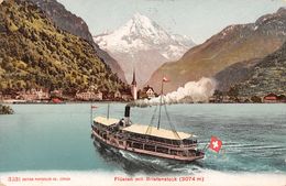 Flüelen Mit Bristenstock - Boot - Dampfschiff  - Steamboat - Boat - Barca - - Flüelen