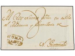 HONDURAS. (1800 CA.). FRONTAL Circulado A N. GUATEMALA. Marca COMA/YAGUA En Tinta De Escribir Y Porte De "8" Reales. - Autres & Non Classés