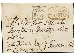 HONDURAS. (1811 CA.). COMAYAGUA A GUATEMALA. Envuelta Marca COMA/YAGUA En Tinta De Escribir Y VIVA/F VII (nº 1 Y 3). Rar - Sonstige & Ohne Zuordnung