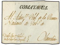 HONDURAS. (1820 CA.). FRONTAL. COMAYAGUA A OLANCHITO. Marca Lineal COMAYAGUA (nº 5). - Autres & Non Classés
