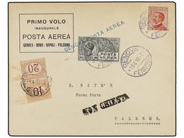 ITALIA. 1926 (13-4). GÉNOVA A PALERMO. Primer Vuelo (Lo. 26PG). - Autres & Non Classés