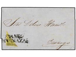 MEXICO. Sc.9a. 1861. NAZAS A DURANGO. 4 Reales Negro S. Amarillo, Mitad Diagonal Para Ser Usado Como 2 Reales, Mat. FRAN - Autres & Non Classés