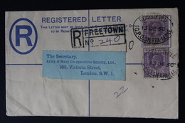 SIERRA LEONE REGISTERED LETTER  HG 4 +SG 132 FREETOWN  GPO OVAL CANCELS-> LONDON 1930 133*83 MM - Sierra Leona (...-1960)