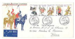 LETTRE D'AUSTRALIE. POUR FRANCE.  COLONIAL MILITARY UNIFORMS..  N°893/ 897. WELL STATE IN.  1985. - Storia Postale