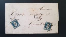 Rare Lettre De Paris Pour Grenoble ( 1853 ) Avec Deux N° 10 - 1852 Louis-Napoleon