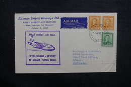 NOUVELLE ZÉLANDE - Enveloppe 1er Vol Wellington / Sydney En 1950 , Affranchissement Plaisant - L 40517 - Storia Postale
