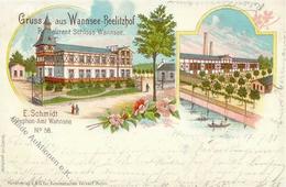 Wannsee (1000) Gasthaus Schloss Wannsee E. Schmidt Beelitzhof  Lithographie 1898 I-II - Sonstige & Ohne Zuordnung