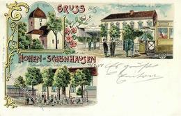 Hohenschönhausen (O1090) Kirche Gasthaus R. Schultze Straßenbahn Lithographie 1900 I-II - Sonstige & Ohne Zuordnung