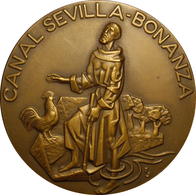 ESPAÑA. MEDALLA F.N.M.T. INAUGURACIÓN CANAL SEVILLA-BONANZA. 1.977. BRONCE. ESCASA. ESPAGNE. SPAIN MEDAL - Professionnels/De Société